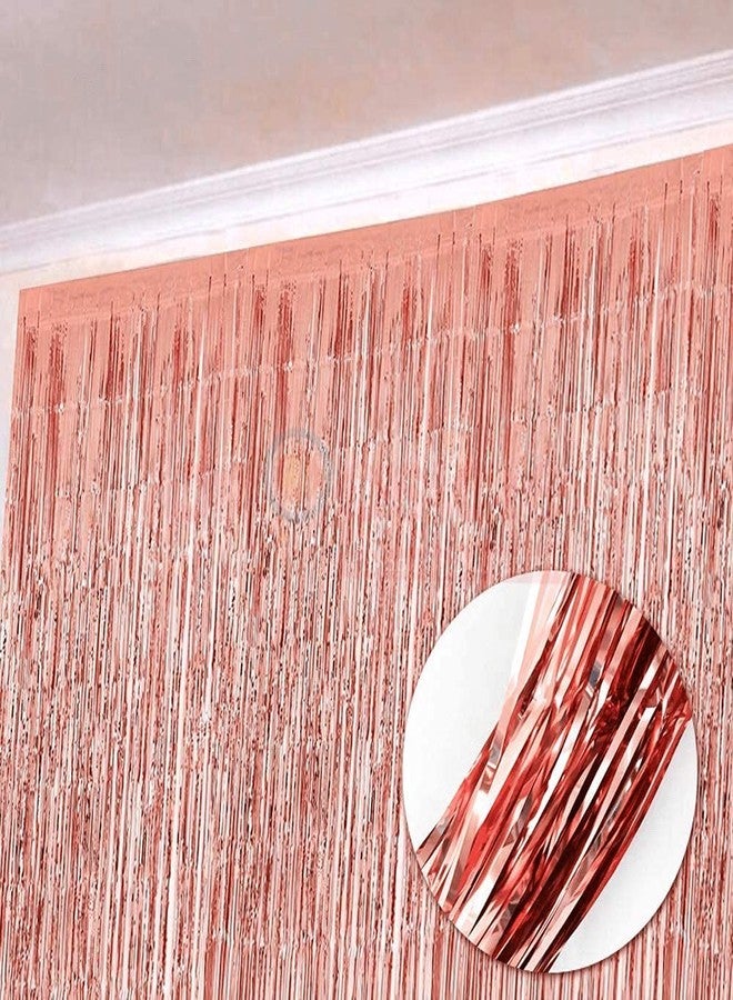 Propsicle Rose Gold Foil Fringe Curtains 4 x 6 ft Backdrop Set for Birthday, Anniversary, Bachelorette, Baby Shower, Wedding, Photo Booth, Doorway Decor - Pack of 4, Metallic Rose Gold - Image 5